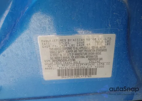 2024 Nissan Kicks Sv Xtronic Cvt z USA, uszkodzony, nr VIN 3N1CP5CV2RL473785